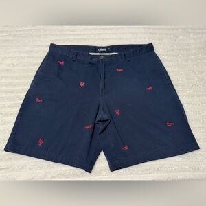 Excellent Condition Vintage Chaps Navy Blue Shorts w Lobster Embroidered Details